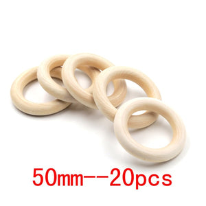 JOJOCHEW 10 size fine quality Natural Wood teething beads Wooden Ring Children Kids DIY wooden Jewelry Making Crafts 50pcs