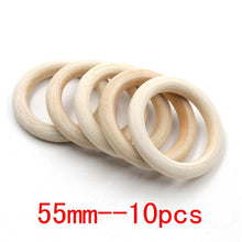 Load image into Gallery viewer, JOJOCHEW 10 size fine quality Natural Wood teething beads Wooden Ring Children Kids DIY wooden Jewelry Making Crafts 50pcs