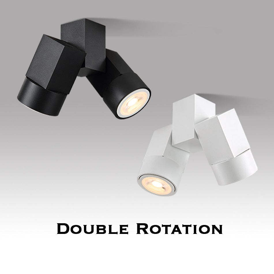 Indoor led downlight led gu10 180 adjustable double surface mount spotlight white/ black ceiling light