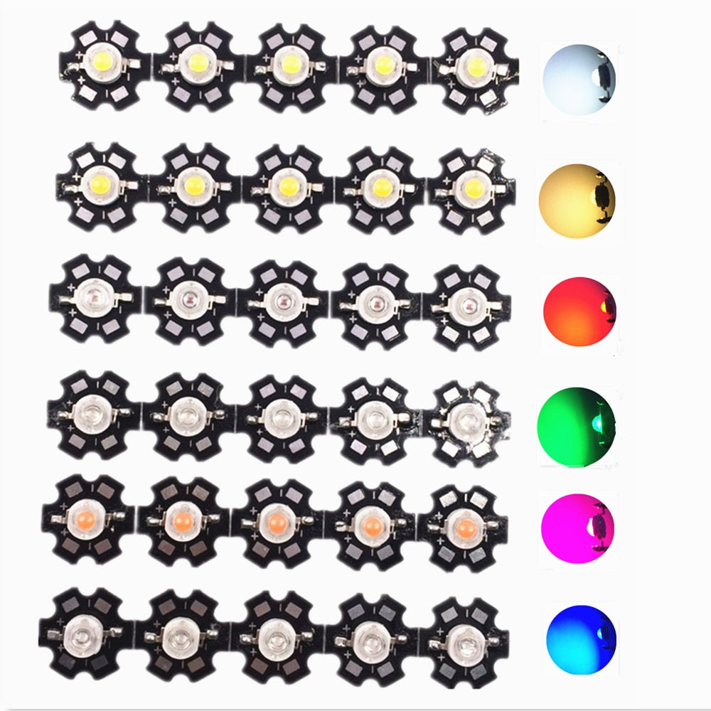 Hot 10pcs/50pcs/100pcs 1W 3W High Power warm white/cool white /natural white/red/green/Blue/Royal blue LED with 20mm star pcb