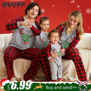 MVUPP family christmas pajamas mom dad and me matching clothes for kids clothing romper children set father mother baby girl boy