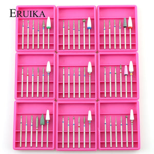 ERUIKA 6pcs Ceramic Diamond Nail Drill Set Milling Cutter for Manicure Rotary Burr Clean Bits Electric Machine Art Accessory