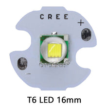 Load image into Gallery viewer, Cree XM-L LED T6 White Light with 20mm star pcb+ 3.7V 5modes led Driver +T6 15degree led Lens with Base Holder kit
