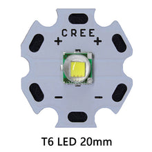 Load image into Gallery viewer, Cree XM-L LED T6 White Light with 20mm star pcb+ 3.7V 5modes led Driver +T6 15degree led Lens with Base Holder kit