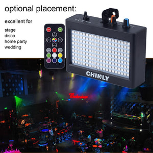 CHINLY 180 LEDs Strobe Flash Light Portable 35W RGB Remote Sound Control Strobe Speed Adjustable for Stage Disco Bar Party Club