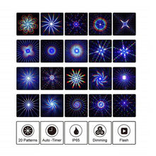 Load image into Gallery viewer, Christmas Stars laser light shower 24 Patterns projector effect Remote moving waterproof Outdoor Garden Xmas decorative lawn