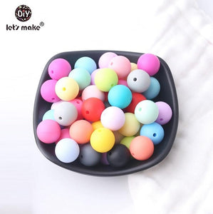 Let's make 50pcs Silicone Beads 12mm Eco-friendly Sensory Teething Necklace Food Grade Mom Nursing DIY Jewelry Baby Teethers