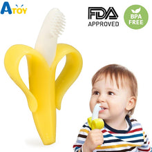 Load image into Gallery viewer, Safe Baby Teether Toys Toddle BPA Free Banana Teething Ring Silicone Chew Dental Care Toothbrush Nursing Beads Gift For Infant