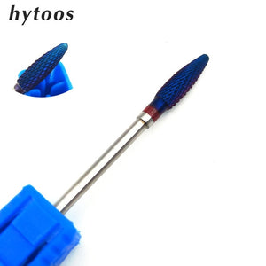 HYTOOS Blue & Rainbow Nail Drill Bit 3/32" Tungsten Carbide Burrs Manicure Bits Drill Accessories Milling Cutter Nail Art Tools