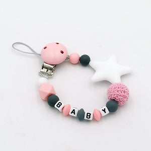 Colorful Silicone Personalized Letter Pacifier Clips Funny Chupetero Chain For Infant Feeding Toddle Chew Toy Clips BPA Free