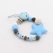 Load image into Gallery viewer, Colorful Silicone Personalized Letter Pacifier Clips Funny Chupetero Chain For Infant Feeding Toddle Chew Toy Clips BPA Free