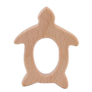 TYRY.HU 1Pc Natural Beech Wooden Teether Rodent Animals Shape Elephant Fox Turtle Wooden Toys Baby Nursing Accessories And Gifts