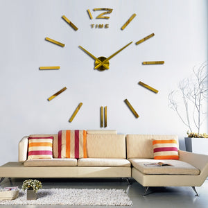 sale wall clock watch clocks 3d diy acrylic mirror stickers Living Room Quartz Needle Europe horloge free shipping