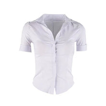 Load image into Gallery viewer, shirts for women crop v neck top white t shirt korean fashion womens tops and blouses 2021 fashion women button up shirt