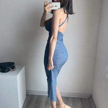 Load image into Gallery viewer, summer clothes sexy bodycon dress club outfits for women birthday 2021 elegantes prom dresses long dresses backless blue dress