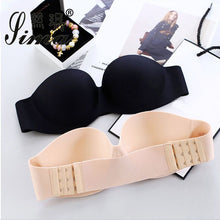 Load image into Gallery viewer, wireless women fashion size d soft black seamless lingerie strapless invisible sexy bralette bra push up oversize