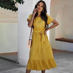 women dresses summer 2021 dress for women  Cotton  Office Lady soild vera fashion summer dress women