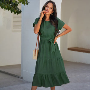 women dresses summer 2021 dress for women  Cotton  Office Lady soild vera fashion summer dress women