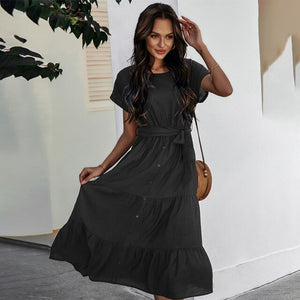 women dresses summer 2021 dress for women  Cotton  Office Lady soild vera fashion summer dress women