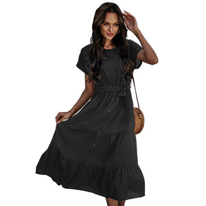 women dresses summer 2021 dress for women  Cotton  Office Lady soild vera fashion summer dress women