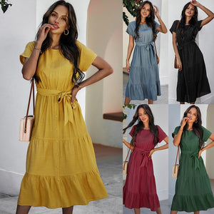 women dresses summer 2021 dress for women  Cotton  Office Lady soild vera fashion summer dress women