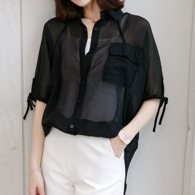 women's White shirt summer wear 2021 new Korean loose short sleeve top with bow Square Collar Chiffon shirt