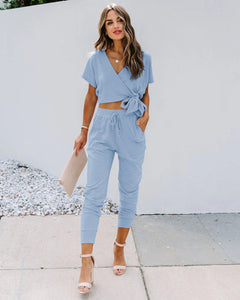 women's sets long pants sets elegant office ladies casual two pieces sets Pullover V-Neck casual women clothing