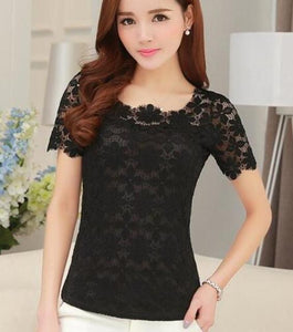 women tops Lace Shirt Blusas Femininas Blouses & Shirts 2019 New Fashion Short sleeve Women Blouse plus size Women Clothing 5XL