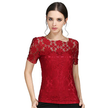 Load image into Gallery viewer, women tops Lace Shirt Blusas Femininas Blouses &amp; Shirts 2019 New Fashion Short sleeve Women Blouse plus size Women Clothing 5XL