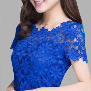 women tops Lace Shirt Blusas Femininas Blouses & Shirts 2019 New Fashion Short sleeve Women Blouse plus size Women Clothing 5XL